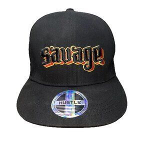 Savage SnapBack Hat / Cap Hustle Bailey Apparel Black With 3D Embroidery